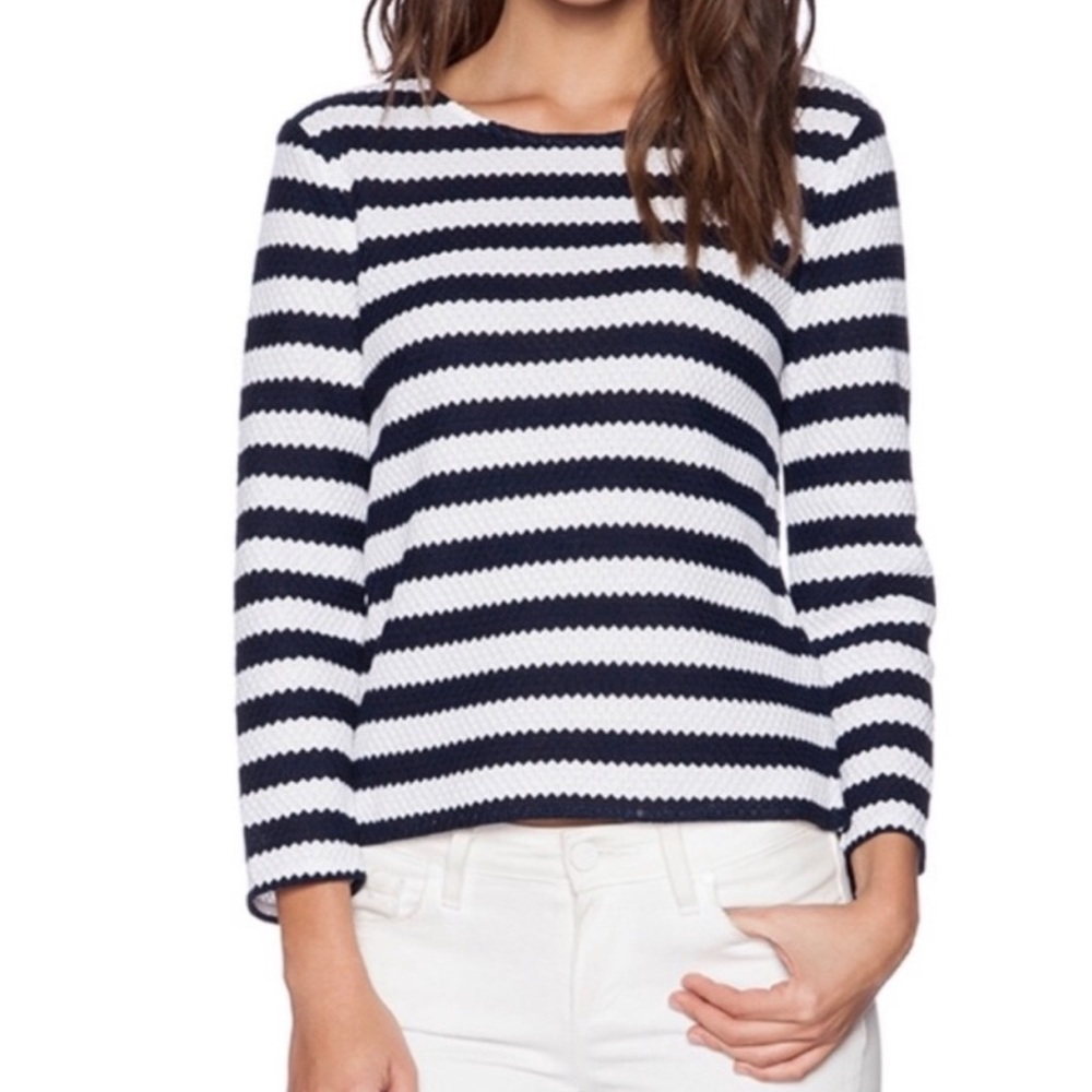Diane Von Furstenberg Giselle Navy Stripe Blouse